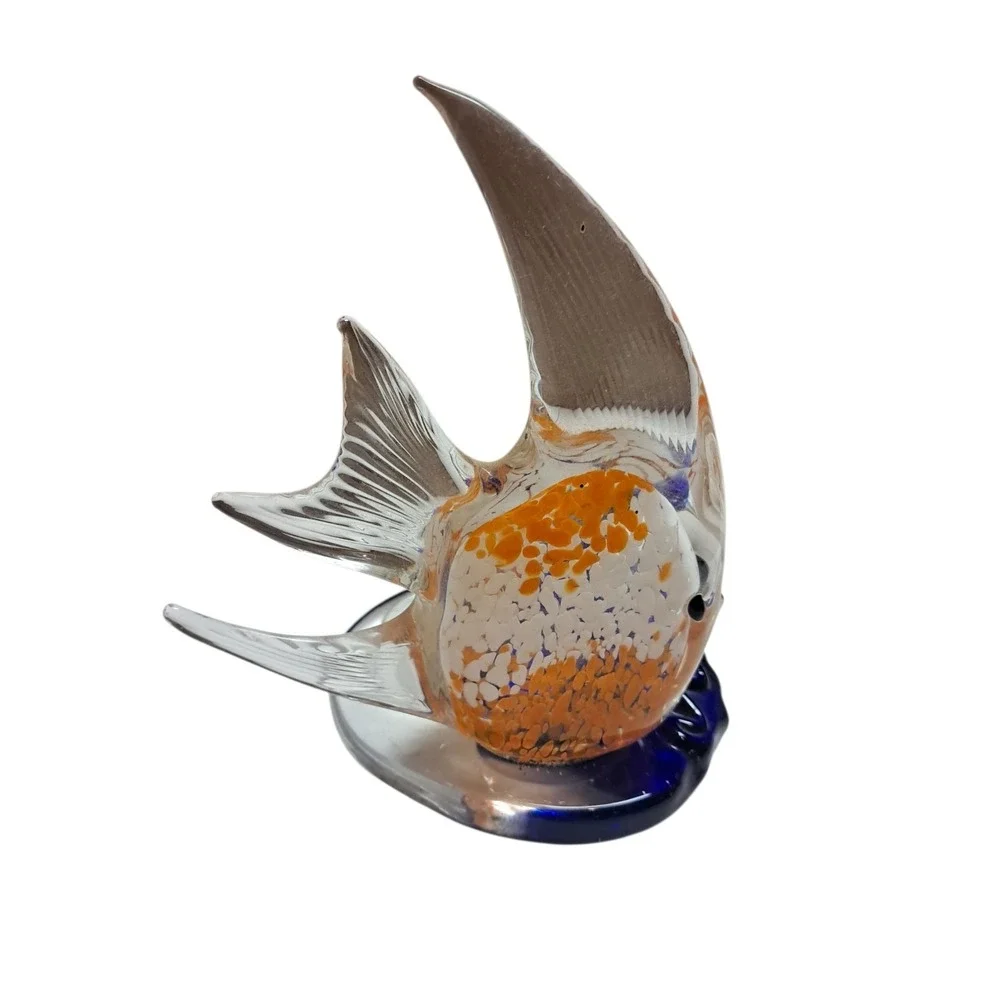 Partylite‎ Glass Fish Figurine with Colorful Base Decor Spot For A Candle